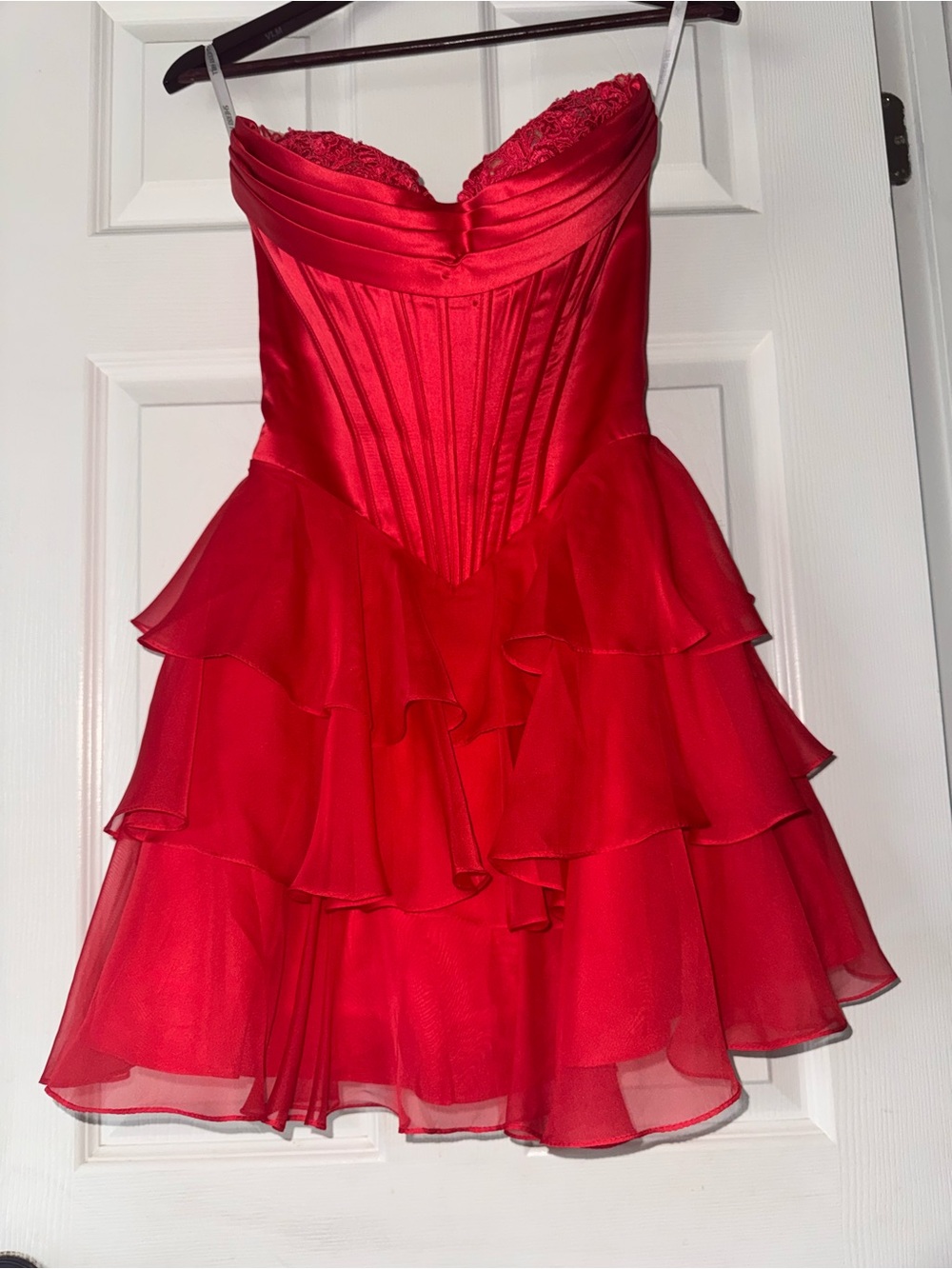 Sherri Hill corset Strapless Ruffled hoco Party Dress sz 0